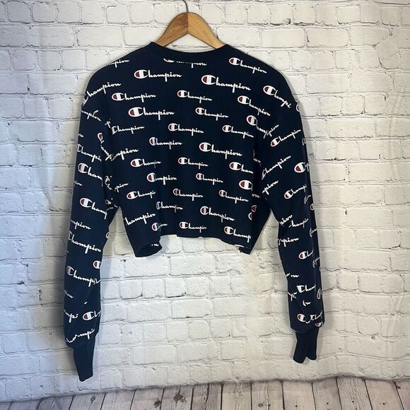 Champion Reverse Weave All Over Print Cropped Crewneck Sweatshirt size L Large - Picture 5 of 8
